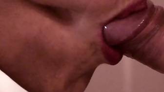 closeup blow swallow sperm