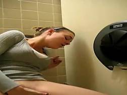 1 min - Fingers pussy public bathroom